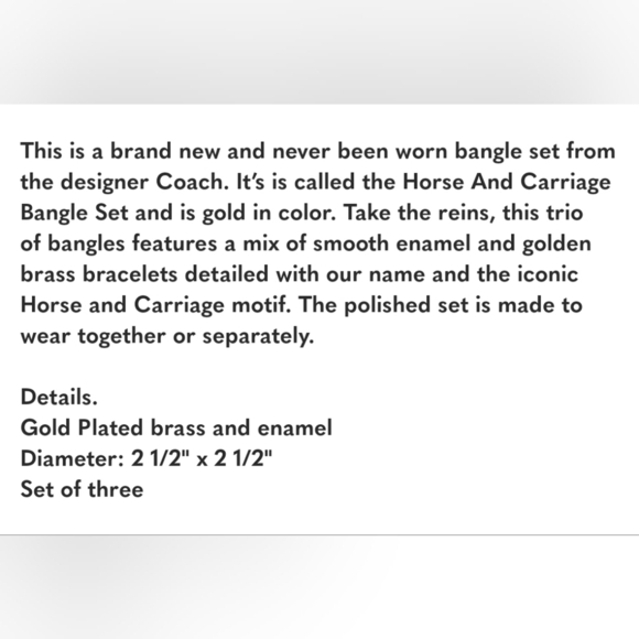 🔹️Coach🔹️ Horse and Carriage Gold and White Bangle Set - Picture 4 of 5
